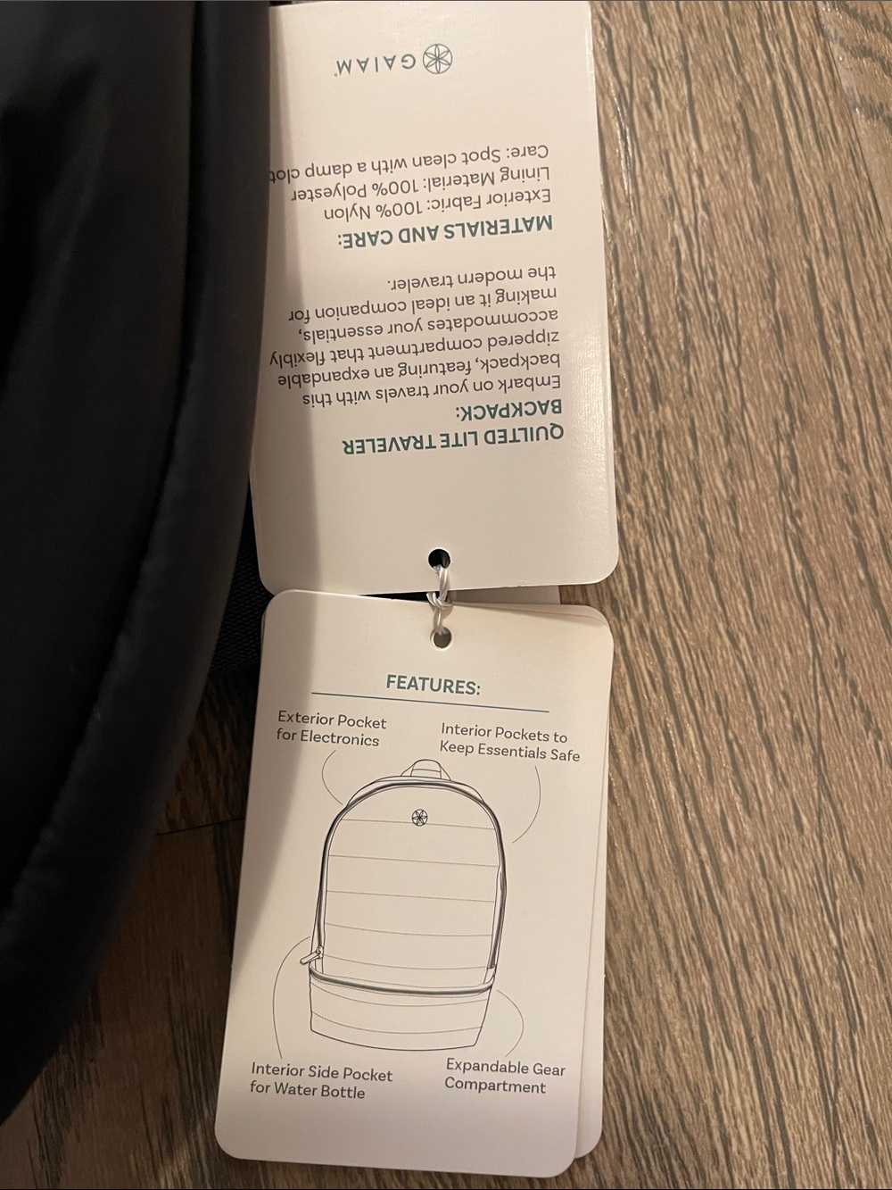 Gaiam Black Quilted Lite Traveller Backpack - Picture 3 of 16